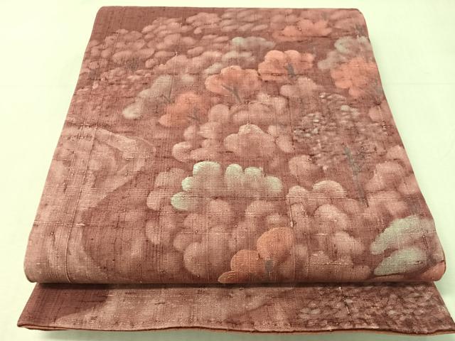 平和屋着物●太鼓柄袋帯 刺繍 生紬 樹林文 正絹 逸品 CABJ7216vp