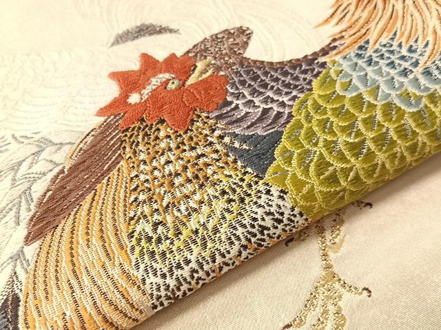 平和屋着物●太鼓柄袋帯 唐織 伊藤若冲 群鶏図 金糸 正絹 逸品 CABJ7217vp