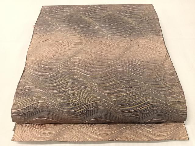 平和屋着物●太鼓柄袋帯 よろけ縞 金糸 正絹 逸品 CABJ7226vp