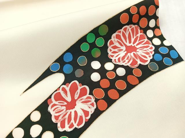 平和屋着物●塩瀬 九寸開き名古屋帯 ろうけつ染め 吉祥花文 金彩 正絹 逸品 CABJ7234vp
