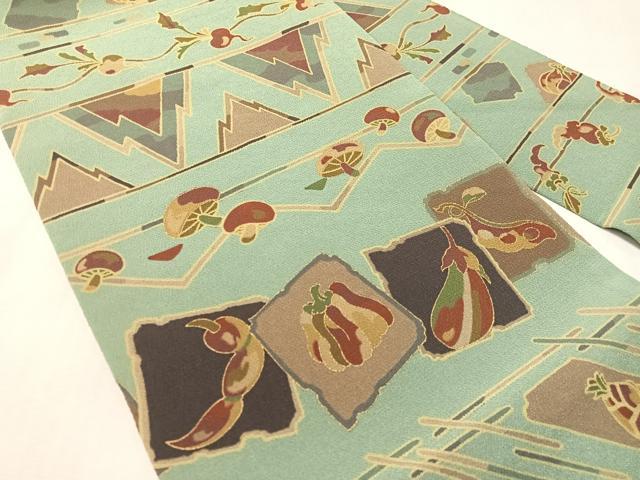 平和屋着物●全通柄 九寸名古屋帯 成り物 金彩 鬼しぼ縮緬 正絹 逸品 CABJ7243vp