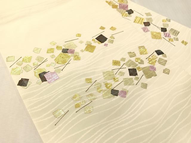 平和屋着物●九寸名古屋帯 破れ箔散らし 金彩 正絹 逸品 CABJ7253vp