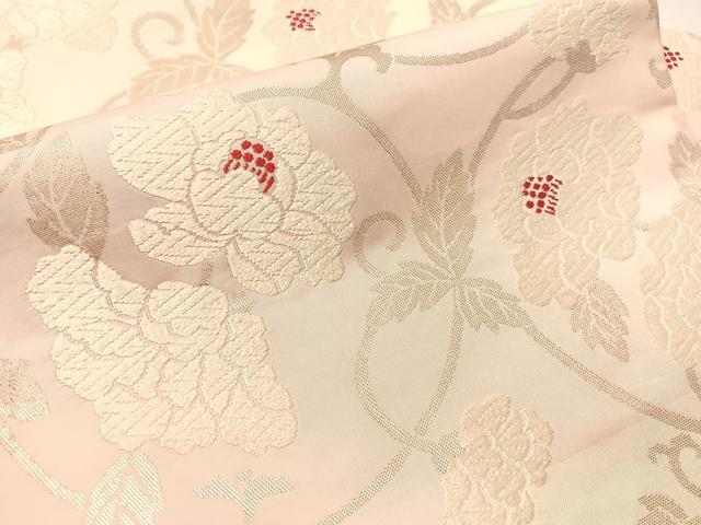 平和屋着物●九寸名古屋帯 唐織 花唐草文 銀糸 正絹 逸品 CABJ7254vp