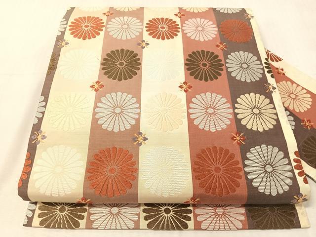 平和屋着物●九寸名古屋帯 唐織 いちご錦 正絹 逸品 CABJ7259vp