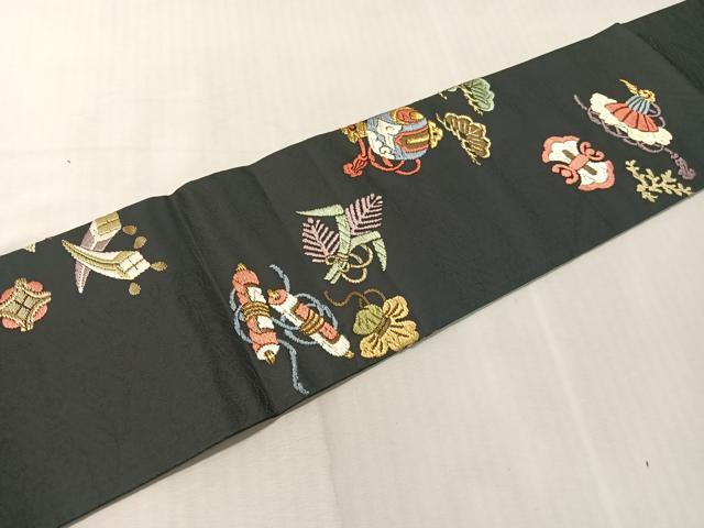 平和屋着物●九寸名古屋帯 唐織 宝尽くし 金糸 正絹 逸品 CABJ7260vp