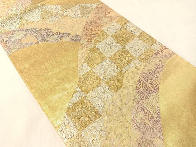 平和屋着物●六通柄袋帯 唐織 市松 金糸 引箔 正絹 逸品 CABJ7295vp