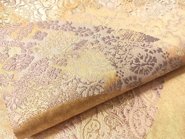 平和屋着物●六通柄袋帯 唐織 市松 金糸 引箔 正絹 逸品 CABJ7295vp