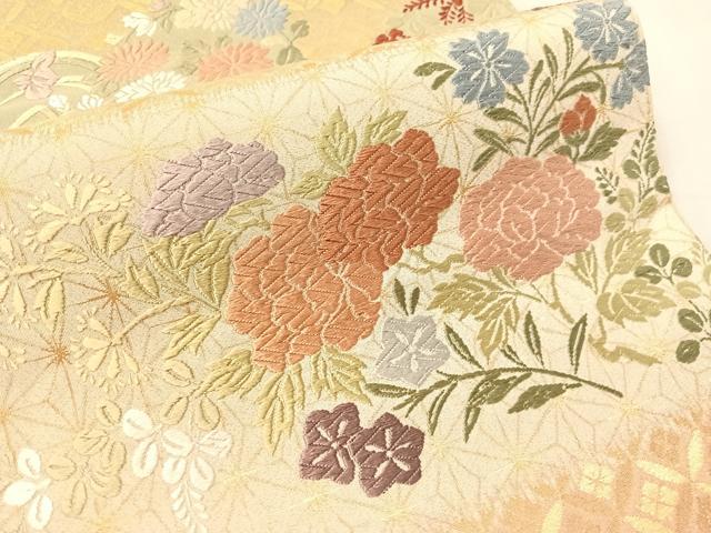 平和屋着物●六通柄袋帯 唐織 砂金綴 横段花丸文 金糸 正絹 逸品 CABJ7296vp