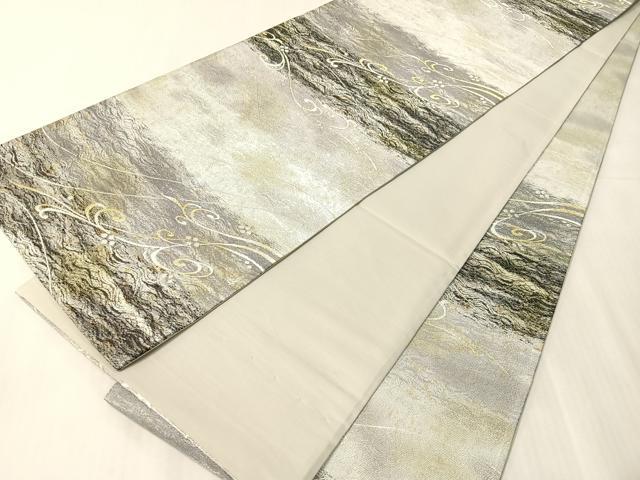 平和屋着物●六通柄袋帯 唐草霞 金銀糸 正絹 逸品 未使用 CABJ7303vp