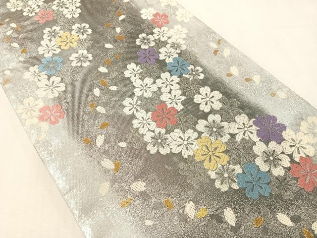 平和屋着物●六通柄袋帯 唐織 舞桜 金銀糸 正絹 逸品 CABJ7306vp