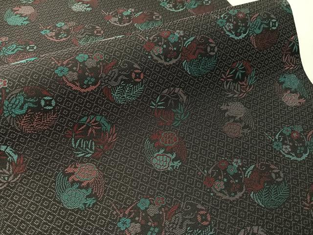 平和屋着物●全通柄 九寸開き名古屋帯 蓑亀 花鳥丸文 京都きもの友禅扱い 正絹 逸品 未使用 CABJ7307vp