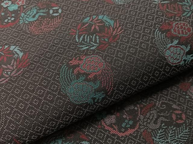 平和屋着物●全通柄 九寸開き名古屋帯 蓑亀 花鳥丸文 京都きもの友禅扱い 正絹 逸品 未使用 CABJ7307vp