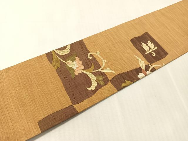 平和屋着物●九寸名古屋帯 市松更紗文 正絹 逸品 CABJ7308vp