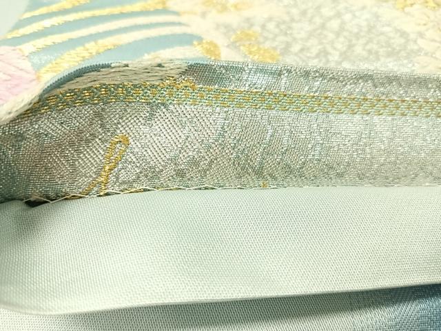 平和屋着物●六通柄袋帯 立波花蝶文 金銀糸 正絹 逸品 CABJ7312vp