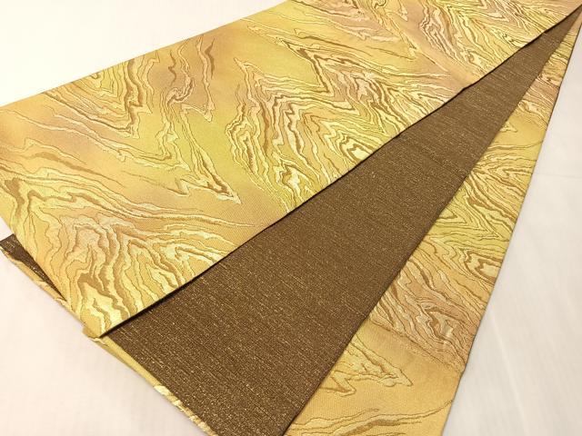 平和屋着物●全通柄袋帯 霞文 金糸 反端付き 正絹 逸品 CABJ7313vp