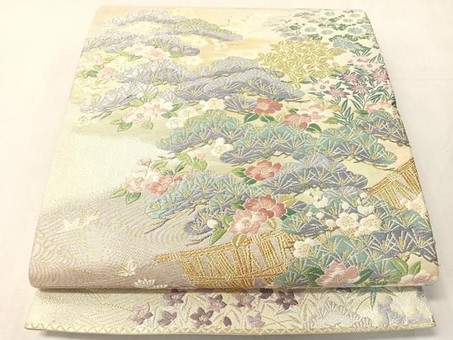 平和屋着物●西陣 志都香謹製 六通柄袋帯 唐織 加賀物語 加賀百景 金銀糸 証紙付き 正絹 逸品 CABJ7319vp
