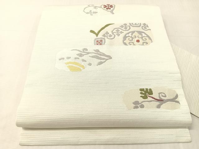 平和屋着物●九寸名古屋帯 花唐草吉祥文 正絹 逸品 CABJ7322vp