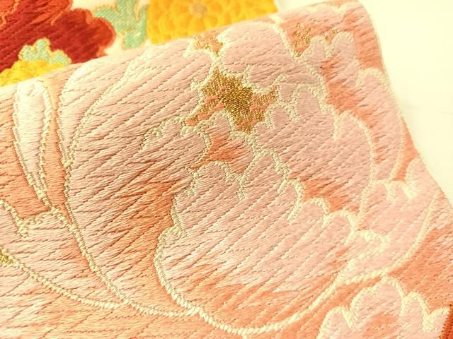 平和屋着物●六通柄袋帯 唐織 草花鳥文 金銀糸 正絹 逸品 CABJ7324vp