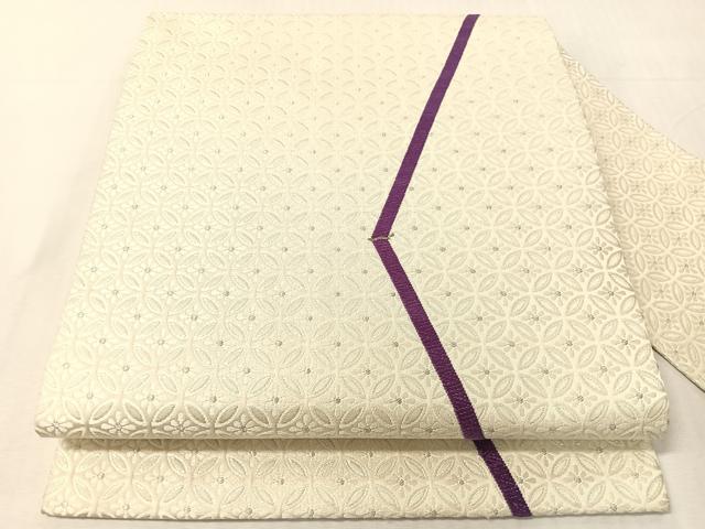 平和屋着物●九寸名古屋帯 唐織 七宝花間道 銀糸 正絹 逸品 CABJ7331vp