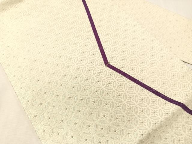 平和屋着物●九寸名古屋帯 唐織 七宝花間道 銀糸 正絹 逸品 CABJ7331vp
