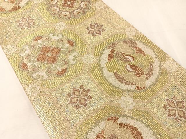 平和屋着物●京の名工 染匠 越後屋通博 六通柄袋帯 蜀江花鳥丸文 金銀糸 正絹 逸品 CABJ7339vp