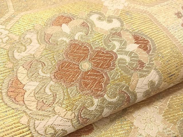 平和屋着物●京の名工 染匠 越後屋通博 六通柄袋帯 蜀江花鳥丸文 金銀糸 正絹 逸品 CABJ7339vp