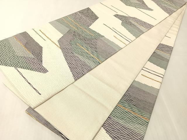 平和屋着物●六通柄袋帯 抽象文 金糸 正絹 逸品 CABJ7341vp