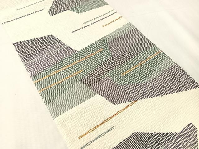 平和屋着物●六通柄袋帯 抽象文 金糸 正絹 逸品 CABJ7341vp