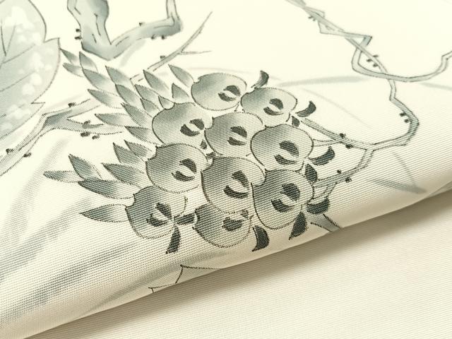平和屋着物●塩瀬 九寸名古屋帯 手描き 蔦の葉花文 正絹 逸品 CABJ7351vp