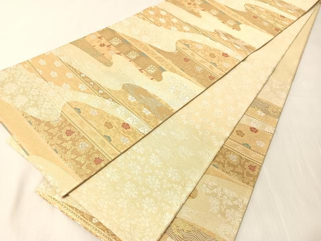 平和屋着物●六通柄袋帯 紹巴 名物裂 金糸 正絹 逸品 CABJ7356vp