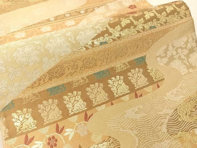 平和屋着物●六通柄袋帯 紹巴 名物裂 金糸 正絹 逸品 CABJ7356vp