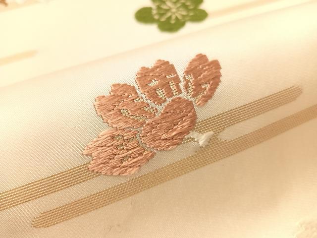 平和屋着物●九寸名古屋帯 唐織 霞舞桜 金糸 正絹 逸品 CABJ7360vp