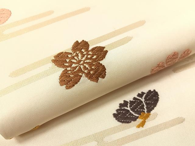 平和屋着物●九寸名古屋帯 唐織 霞舞桜 金糸 正絹 逸品 CABJ7360vp
