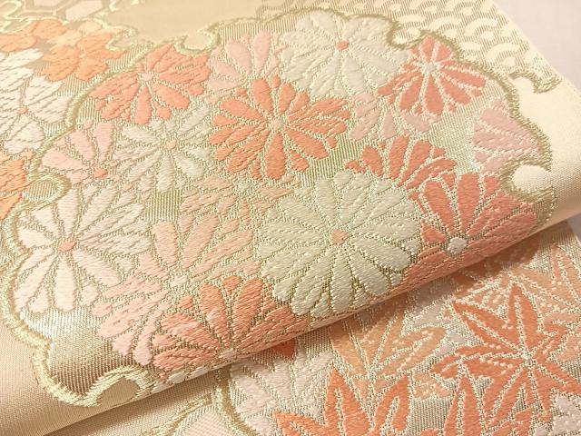 平和屋着物●西陣 川島織物 六通柄 本袋帯 唐織 雪輪花文 金糸 正絹 逸品 CABJ7376vp