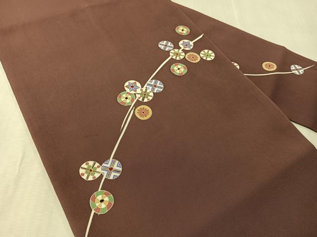 平和屋着物●塩瀬 九寸名古屋帯 刺繍 吉祥丸文 金彩 正絹 逸品 CABJ7381vp
