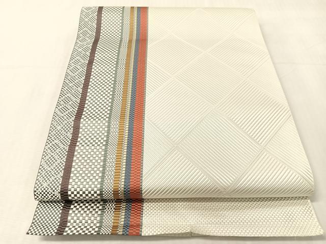 平和屋着物●本場筑前博多織 八寸名古屋帯 間道 正絹 逸品 未使用 CABJ7382vp