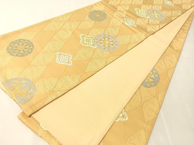 平和屋着物●六通柄袋帯 唐織 立涌花丸文 金糸 正絹 逸品 未使用 CABJ7386vp