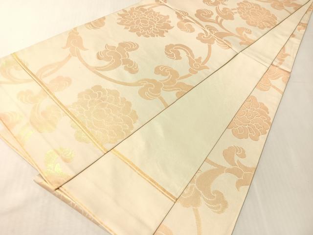 平和屋着物●織物一筋名門 織悦 全通柄 本袋帯 花唐草文 金糸 正絹 逸品 CABJ7395vp