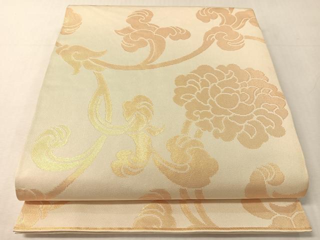 平和屋着物●織物一筋名門 織悦 全通柄 本袋帯 花唐草文 金糸 正絹 逸品 CABJ7395vp