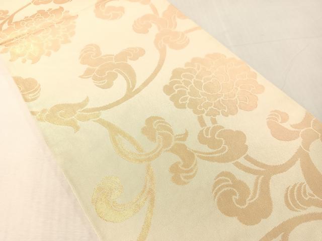 平和屋着物●織物一筋名門 織悦 全通柄 本袋帯 花唐草文 金糸 正絹 逸品 CABJ7395vp