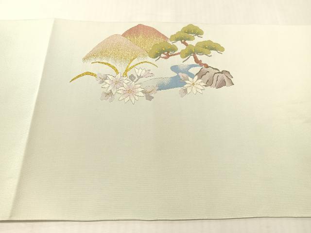 平和屋着物●爪掻き本綴れ 八寸名古屋帯 流水花松文 金銀糸 正絹 逸品 未使用 CABJ7396vp