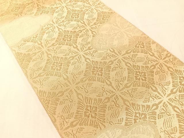 平和屋着物●六通柄袋帯 煌峯つづれ 雲取り七宝花文 金糸 正絹 逸品 CABJ7397vp