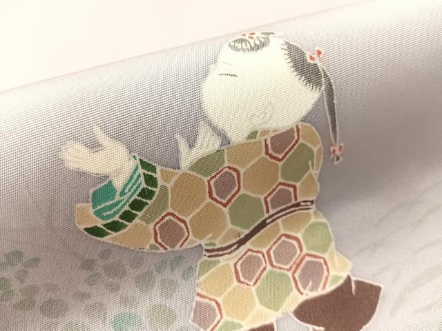 平和屋着物●塩瀬 友禅 九寸名古屋帯 作家物 唐子遊び 正絹 逸品 CABJ7400vp