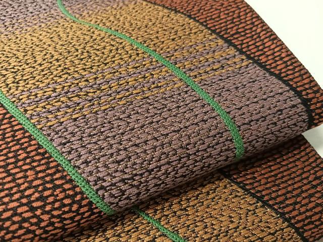 平和屋着物●両面 六通柄袋帯 幾何学文様 正絹 逸品 CABJ7402vp