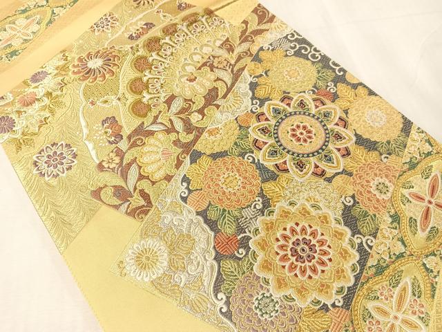 平和屋着物●六通柄袋帯 唐織 色紙吉祥花文 金銀糸 正絹 逸品 未使用 CABJ7411vp
