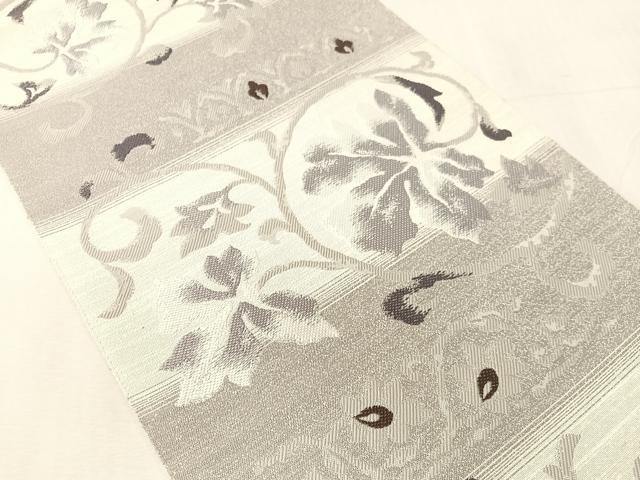 平和屋着物●西陣 弥栄織物謹製 八寸名古屋帯 花唐草文 証紙付き 正絹 逸品 CABJ7412vp