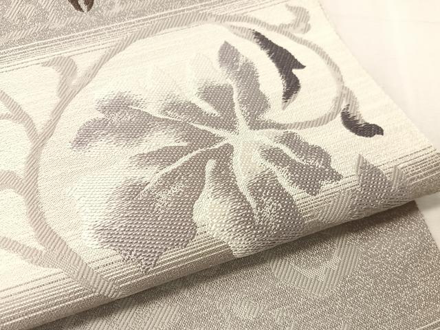 平和屋着物●西陣 弥栄織物謹製 八寸名古屋帯 花唐草文 証紙付き 正絹 逸品 CABJ7412vp
