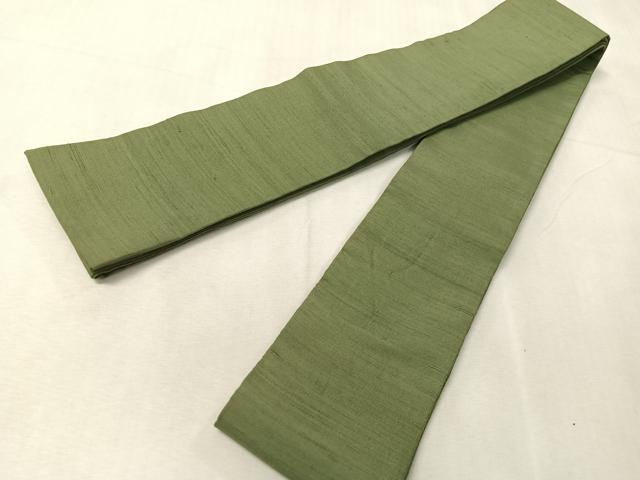 平和屋着物●男性 角帯 紬地 老竹色 正絹 逸品 CABJ7438vp