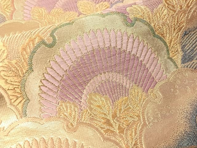 平和屋着物●京の名門 じゅらく謹製 帝王紫 つけ帯 唐織 雪輪青海波 金糸 正絹 逸品 CABJ7441vp