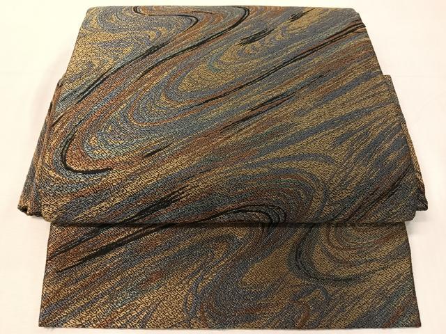 平和屋着物●染織作家 染織デザイナー 大島明 つけ帯 流水文 正絹 逸品 CABJ7445vp